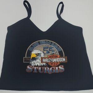 Vintage 1995 55th Harley-Davidson Black Sturgis Graphic Tank Top Bike Week